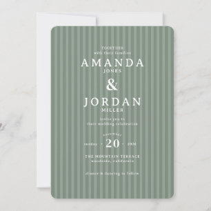 Convite de Casamento Elegante com Listras Verdes