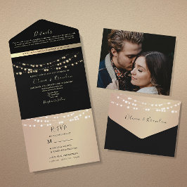 Convite de Casamento Elegante com Luzes de Corda P