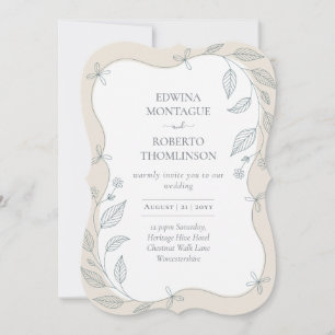 Convite de Casamento Elegante com Moldura Botânica