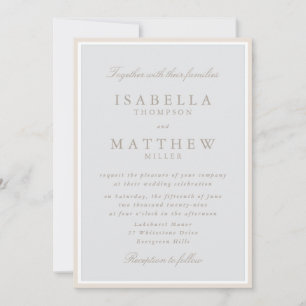 Convite de Casamento Elegante com Moldura Creme
