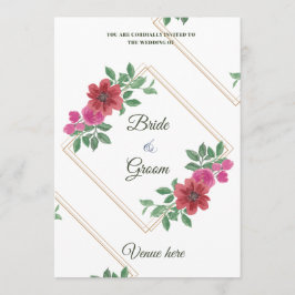Convite de Casamento Elegante com Moldura Dourada