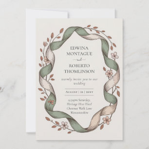 Convite de Casamento Elegante com Moldura Floral d