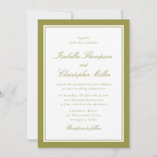 Convite de Casamento Elegante com Moldura Verde em