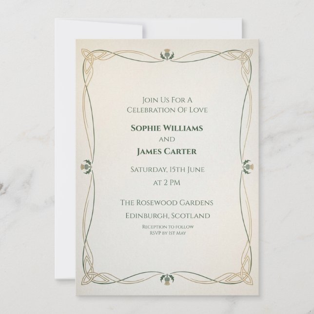 Convite de Casamento Elegante com Nó Celta (Frente)