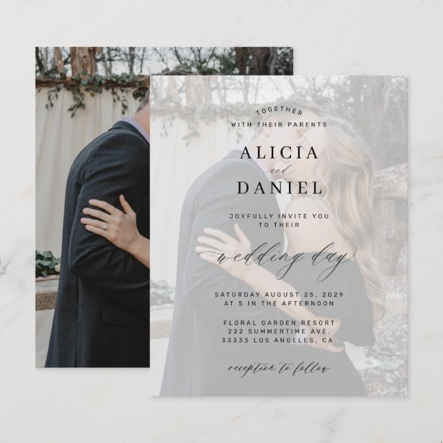 Convite de casamento elegante com orçamento reduzi (Frente/Verso)