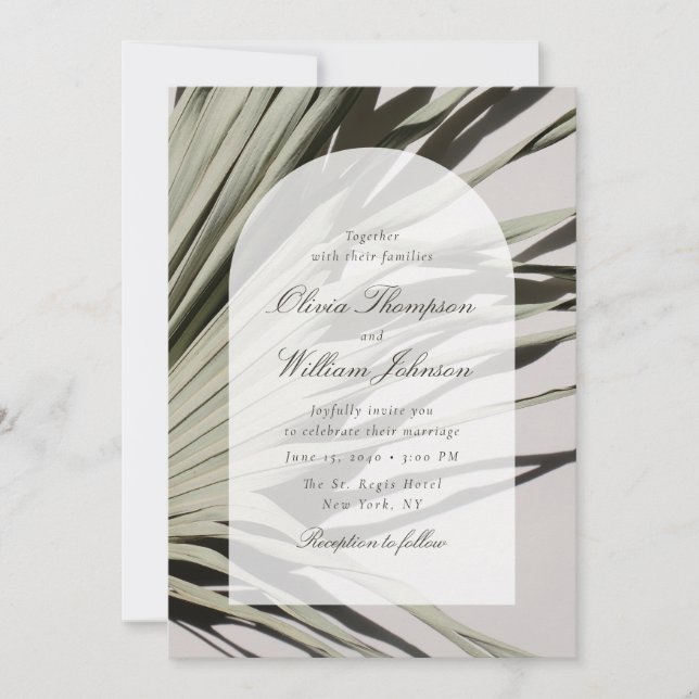 Convite de Casamento Elegante com Palmeira Tropica (Frente)