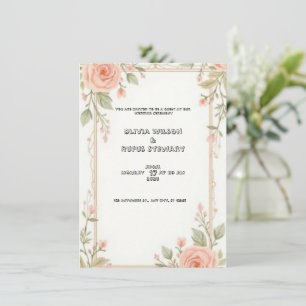 Convite de casamento elegante com patente floral