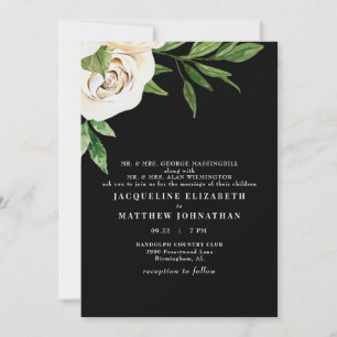 Convite de Casamento Elegante com Peônias em Creme