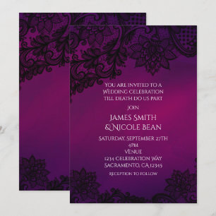 Convite de Casamento Elegante com Renda Rosa e Rox
