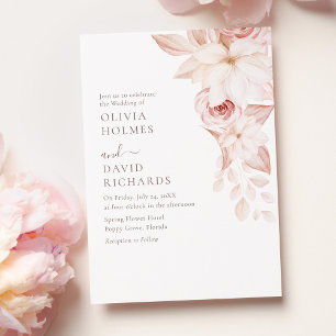 Convite de Casamento Elegante com Rosas Cor-de-Ros