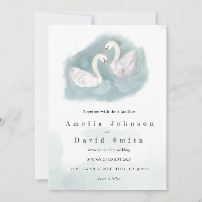 Convite de casamento elegante com tema de aquarela (Frente)