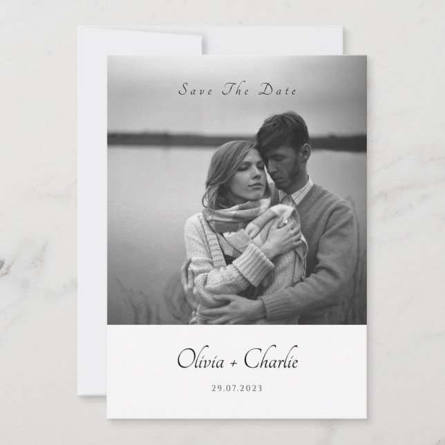 Convite de Casamento Elegante com Texto e Foto | E (Frente)