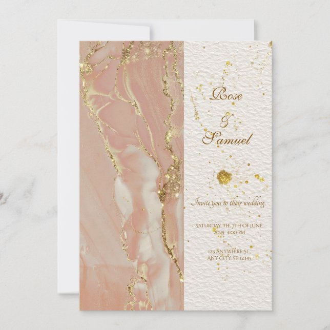 Convite de Casamento Elegante com Tinta Álcool Dou (Frente)