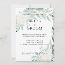 Convite de Casamento Elegante com Vegetação Floral