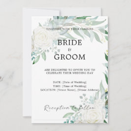 Convite de Casamento Elegante com Vegetação Floral