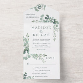 Convite de Casamento Elegante com Verde Eucalipto