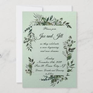Convite de Casamento Elegante com Verde Plano