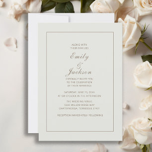 Convite de Casamento Elegante Creme Marrom Moderno