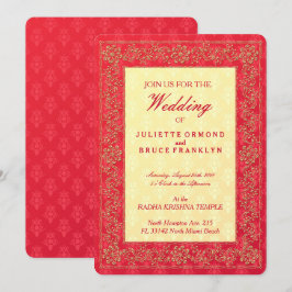 Convite de Casamento Elegante Damask - Cartão de C