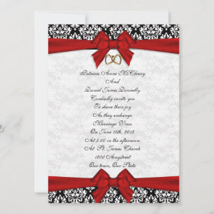 Convite de casamento elegante Damask com arco verm