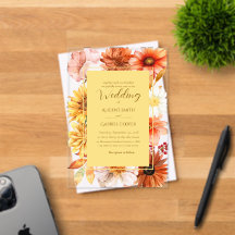 Convite de Casamento Elegante de Aquarela de Outon