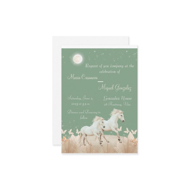 convite de casamento elegante de boho (Frente/Verso In Situ)