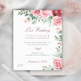 Convite de casamento elegante de burgundy com bord