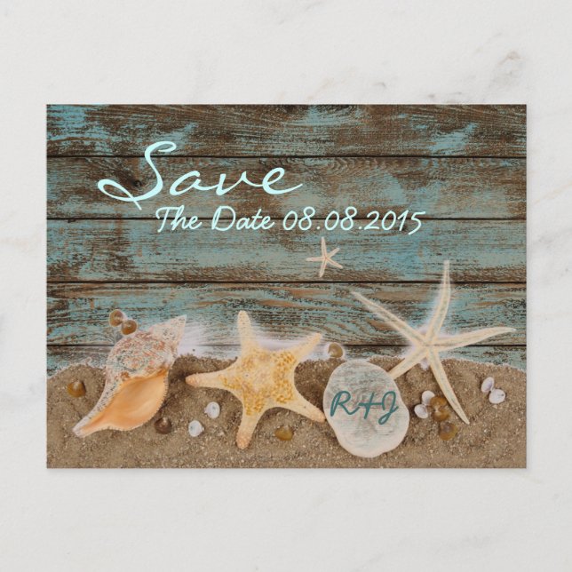 convite de casamento elegante de conchas de praia (Frente)