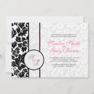 Convite de casamento Elegante de Damascos Pretos e