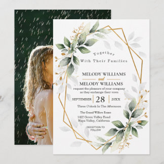 Convite de Casamento Elegante de Eucalipto Verde S