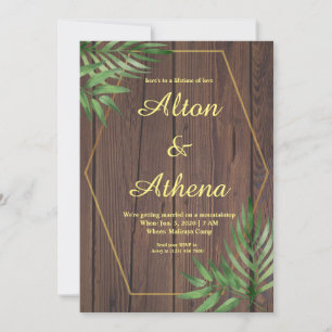 Convite de casamento elegante de foto de madeira