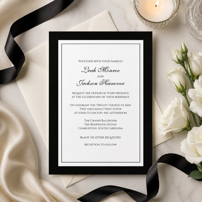 Convite de Casamento Elegante de Gravata Preta (Criador carregado)