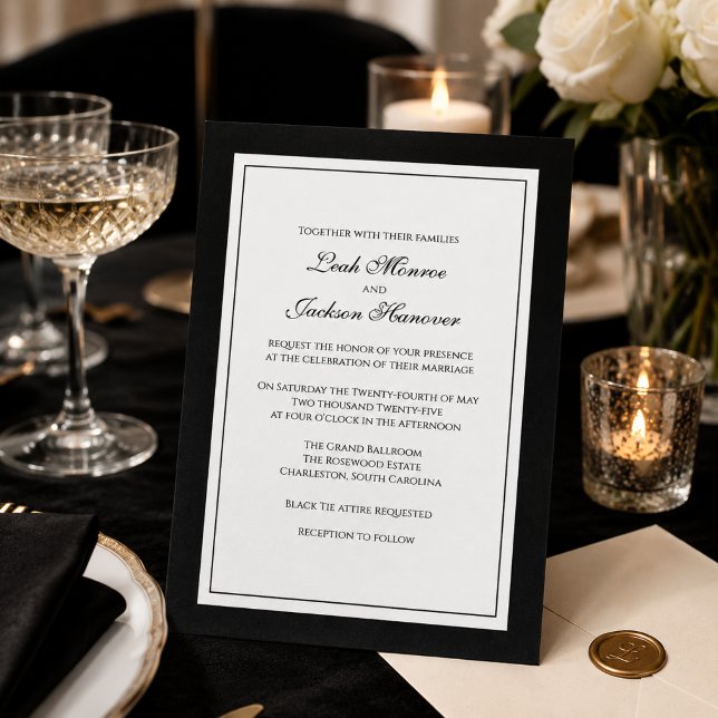 Convite de Casamento Elegante de Gravata Preta (Criador carregado)