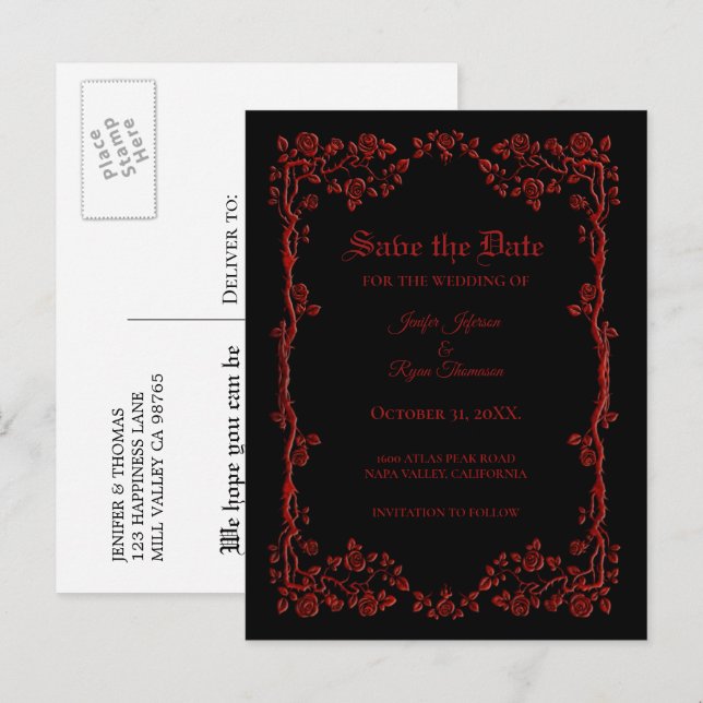 Convite de casamento elegante de halloween para sa (Frente/Verso)