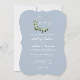 Convite de Casamento Elegante de Inverno com Monog