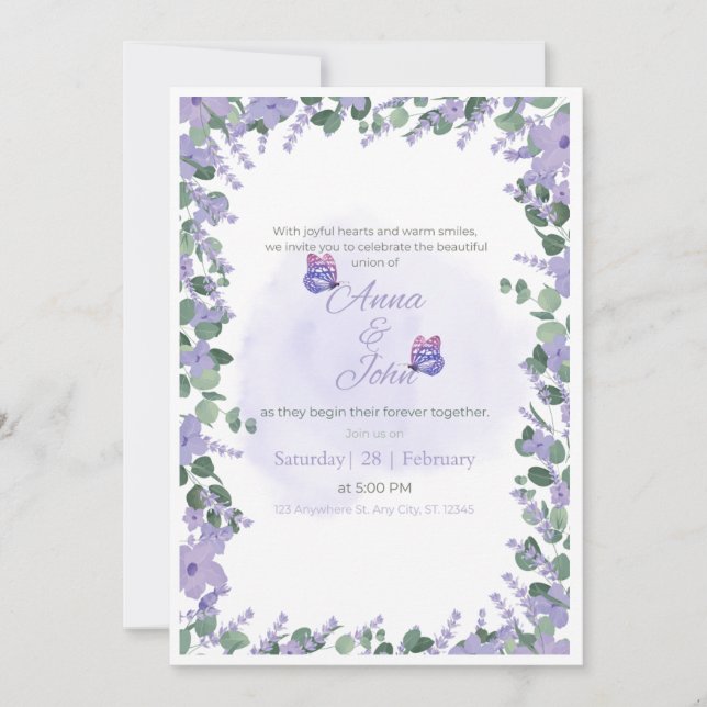 Convite de Casamento Elegante de Jardim Floral Mac (Frente)