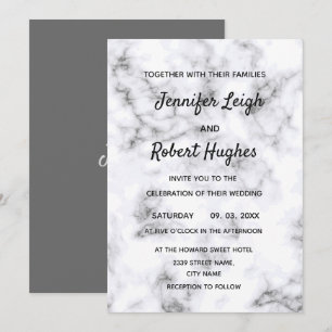 Convite de casamento elegante de Marble