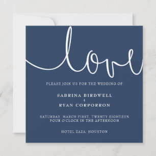 Convite de casamento elegante de Marinho e branco