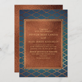 Convite de casamento Elegante de Na moda de Cobre 
