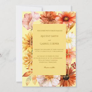 Convite de Casamento Elegante de Outono com Aquare