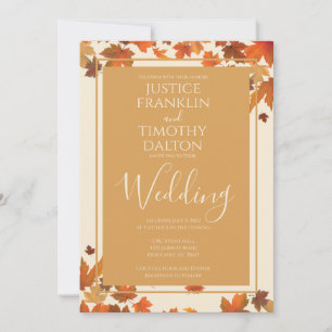 Convite de casamento elegante de outono tradiciona