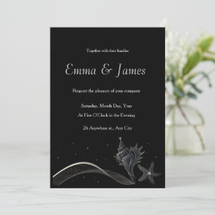 Convite de Casamento Elegante de Praia com Concha