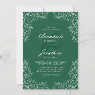 Convite de casamento elegante de renda Emerald Gre