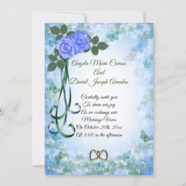 Convite de casamento elegante de Rosas Azuis para