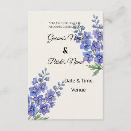 Convite de Casamento Elegante Delphinium Roxo