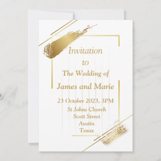 Convite de Casamento Elegante, dourado simples