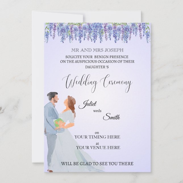 Convite de Casamento Elegante e Plano | Personaliz (Frente)