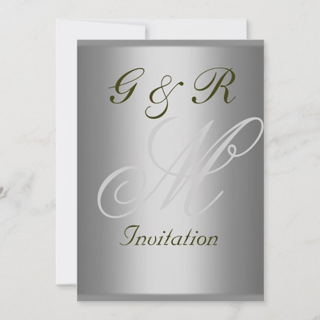 Convite de Casamento Elegante e Simples com Monogr (Frente)