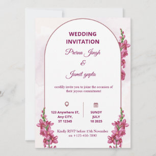 Convite de Casamento Elegante Editável Flora Mod
