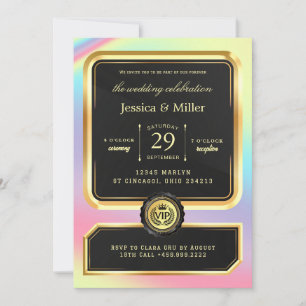 Convite de Casamento Elegante em Bilhete Preto e D